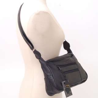 Multi Pocket Handbag Shoulder Bag Womens Purse Leather  