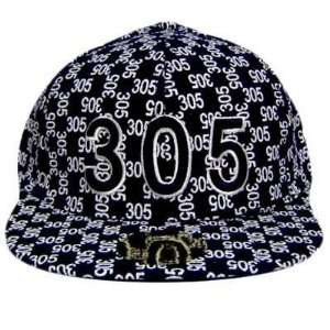  MIAMI 305 NAVY WHITE FLAT BILL FITTED CAP HAT X LARGE 