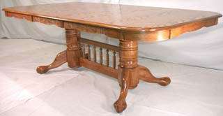 Oak 96” Pedestal Rectangular Dining Table  