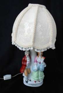 vintage lamp table bed porcelain china figurine figural man lady 