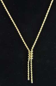   Oro DallItalia 14K Yellow Gold Rope Chain Spiral Lariat Drop Necklace