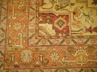   Beige & Peach Hand Knotted Wool Agra Oushak Oriental Rug 