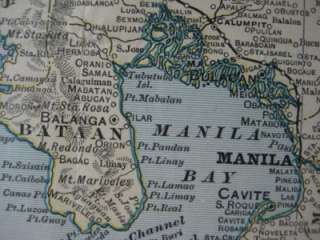 1898 Pocket Map PHILIPPINES Spanish American War Manila Luzon Mindanao 