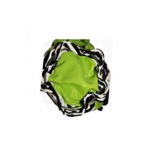 Lime Green Patent Leather Zebra Flower Rhinestone Center Handbag Purse 