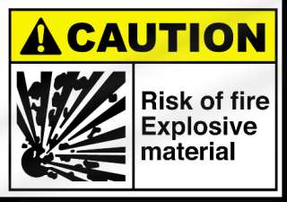 Risk Of Fire Explosive Material Caution Sign  