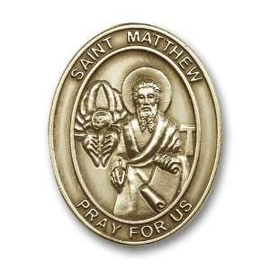 Antique Gold St. Matthew Visor Clip, Patron Saint of accountants 