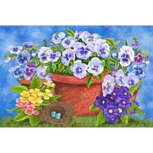  Floral Fantasia Mat   Welcome Spring Pansy 20 H x 30 L 