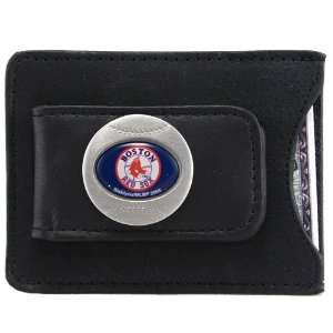  Boston Red Sox Black Leather Money Clip & Card Holder 