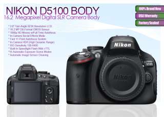 NEW Nikon D5100 Digital SLR Camera+5 Lens Kit 2 VR USA 018208254781 