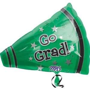  Go Grad Green Megaphone 18in Balloon Toys & Games