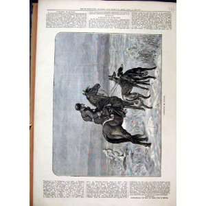  Hare Coursing Russia 1877 Man Horse Hounds Dogs Print 