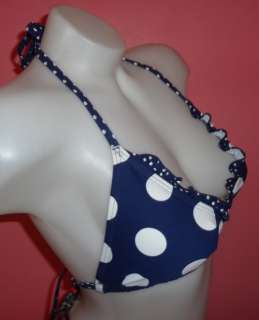   Rave Ruffled Triangle Polka Dot Swimsuit Bikini Top XL 38D Cup  