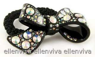 Stunning Bling Big Bow Ponytail Holder New #hp075clEC  