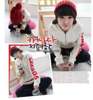 Korean Women Letter Print Hoodie Sweater Jacket 0865  