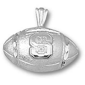  NC State Wolfpack 1/2in Football Pendant   Sterling Silver 