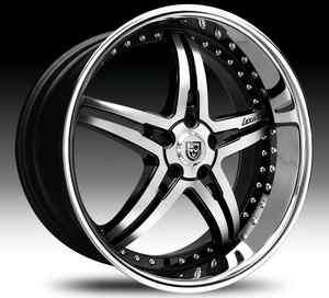 20 Lexani LX 15 Wheel SET 20x8.5 Black Machined & Chrome Lip LEXANI 