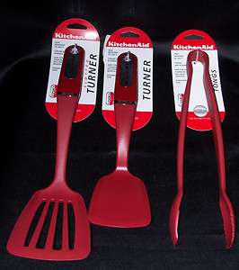 KITCHEN AID COOKS SERIES RED NYLON TONGS OR TURNER OR SLOTTED TURNER 