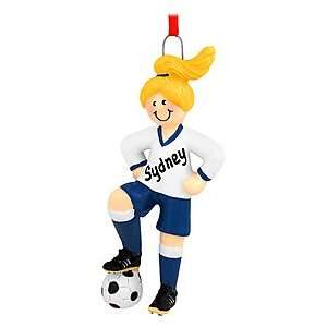  Personalized Blonde Soccer Girl Ornament