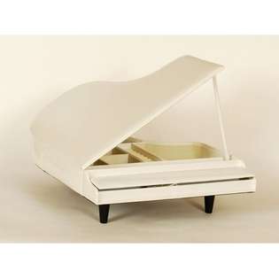 Ashton Sutton J405WHT Piano Shaped Jewelry Box   White 