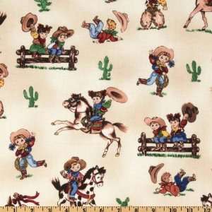  44 Wide Paper Doll Cowboy At Play Natural Fabric By The 