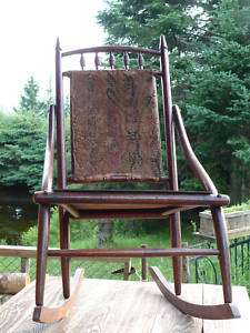 ANTIQUE VICTORIAN CARPET BACKED ROCKING CHAIR MED.SIZED  
