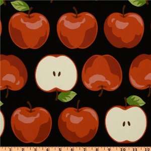  44 Wide Kokka Trefle Oxford Cotton Canvas Apples Black Fabric 