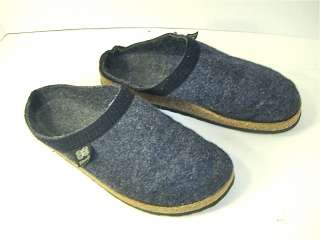    GERMAN FILZWOLLE Boiled Gray Wool Cork Heel Slip Clogs 11  