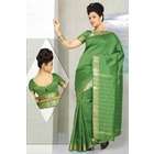 Indian Selections Forest Green Art Silk Saree Sari fabric India Golden 