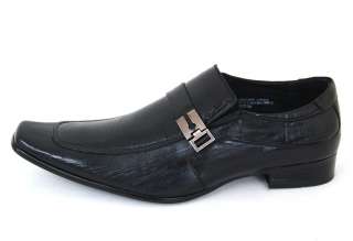 Mens Leather Dress Shoes Buckle Strap Loafers Slip On Shoe Horn Black 