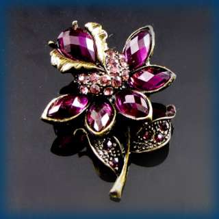    1pc antiqued rhinestone crystal flower brooch pin  