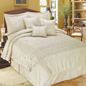  Metro King Champagne Embroidered 7 Piece Comforter Set 
