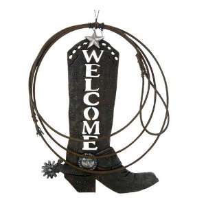  Boot Iron Rope Welcome Sign Patio, Lawn & Garden