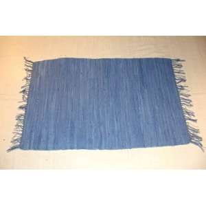  Dark Blue 100% Cotton Machine Washable Handwoven Rag Rug 