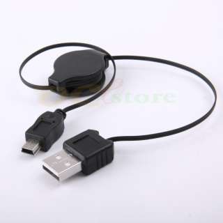 USB 2.0 A to Mini B Retractable Cable Sync Charge Cord  