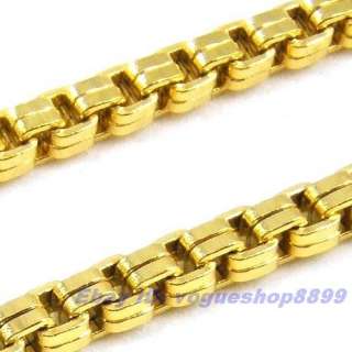 23.6 MEN SQUARE 18K YELLOW GOLD GP SOLID FILL NECKLACE  