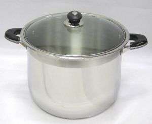 24 Qt. Stainless Steel Stock Pot with Glass Lid~NEW  