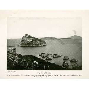  1928 Print Bay of Naples Italy Island Ischia Castles 