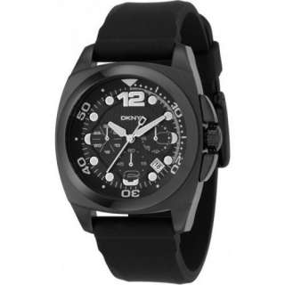   Solid Black Ion Stainless Steel Rubber Strap Watch NY1445 NEW  