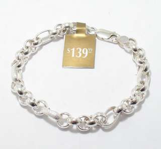   & Oval Link Bracelet 925 Sterling Silver Lobster Claw Clasp  