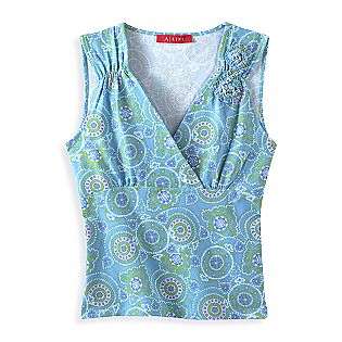Sleeveless Wrap Printed Top  A Line Clothing Womens Tops 