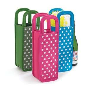  (3) Polka Dot Bottle Gift Bags Nylon 3 Bright Colors 