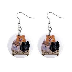  Pomeranian Dog Pet Lover Jewelry Button Earrings 15454520 