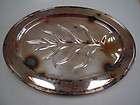 Vintage Large Silver Heavy Serving Tray Platter Plate w/Leaf Tree 