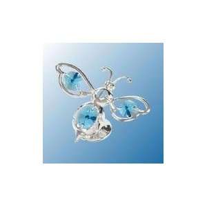  Chrome Plated Bumble Bee Free Standing   Blue   Swarovski 