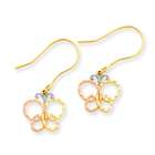 Jewelry Adviser earrings 14K Tri Color Diamond Cut Butterfly Dangle 
