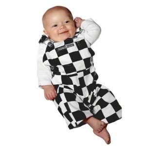  Infant Checkered Black/White Game Bibs Overalls Sports 
