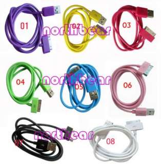 1x Color Sync USB Data Cable & Charger Cord for Iphone 4G 3G 3GS Ipod 