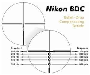 The bullet drop compensating (BDC) reticle provides fast, simple 