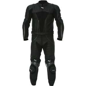 Puma Sport 2 Piece Leather Mens On Road Motorcycle Race Suit   Black 