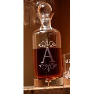  30oz Etched Monogram Whiskey Decanter A